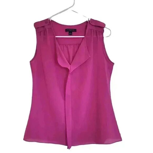 Banana Republic Women's Raspberry Pink Poly Georgette Sleeveless V-Neck Top - Picture 1 of 7